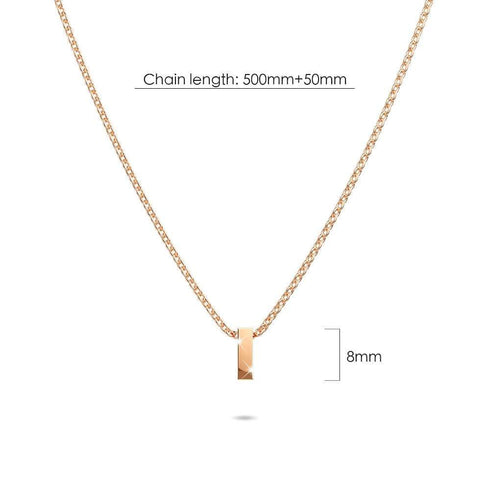 Initials Brick Alphabet Letter Necklace Rose Gold Layered Steel Jewellery